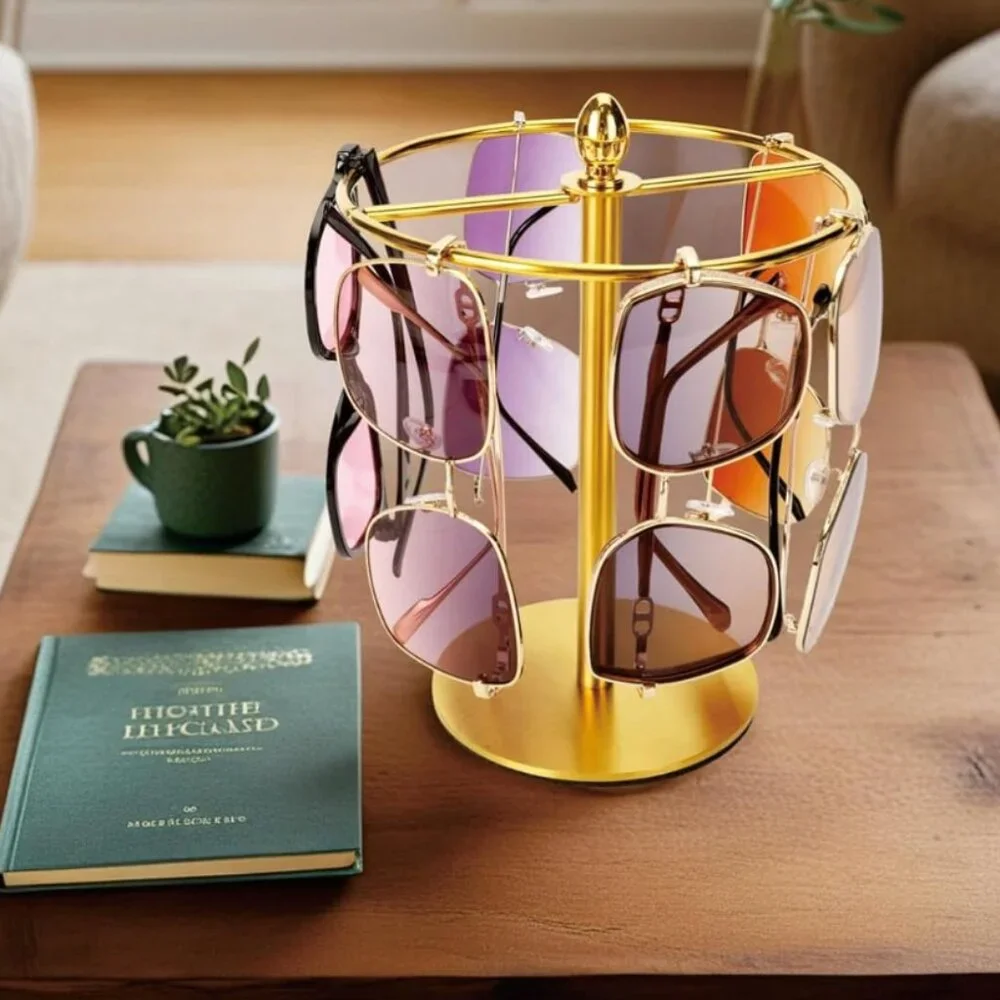 Gold Sunglasses Organizer Stand – Large Capacity Eyeglasses Holder